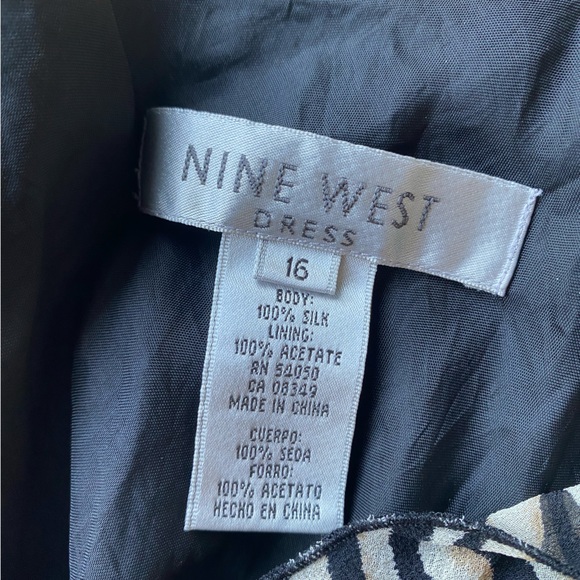 Nine West Silk Bias Asymmetric Animal Print y2k Dress size 16 - Picture 2 of 3